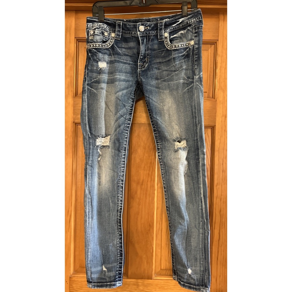 Miss Me Signature Skinny Ankle Jeans Women's 29 Low Rise Distressed